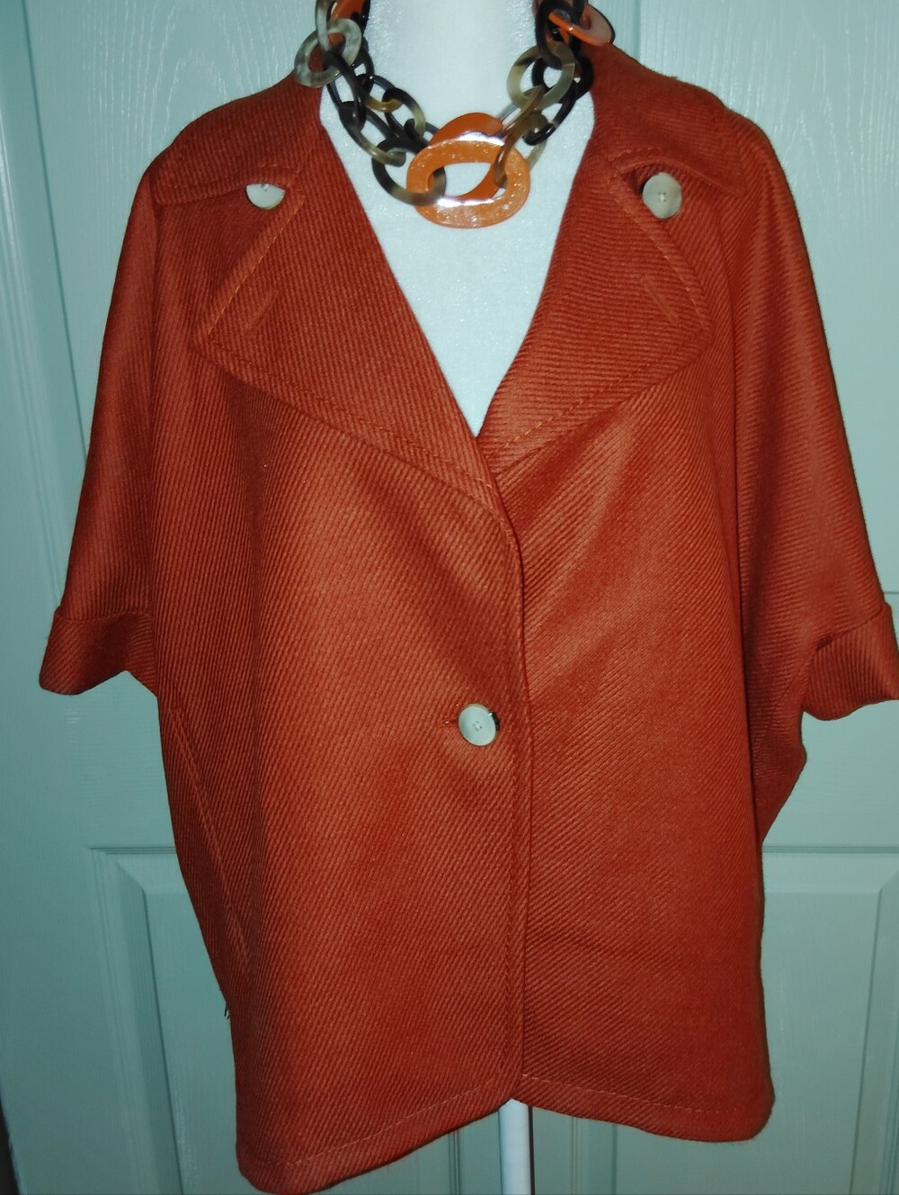 $2795 NWT Rena Lange Jacket Vest Orange Sz 34 Fits 6 Or Small Wool Cashmere